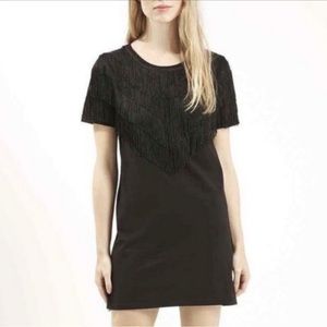 Topshop black fringe western t shirt dress